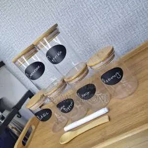 6-Pack Round Glass Jars With Bamboo Lid and Spoon*