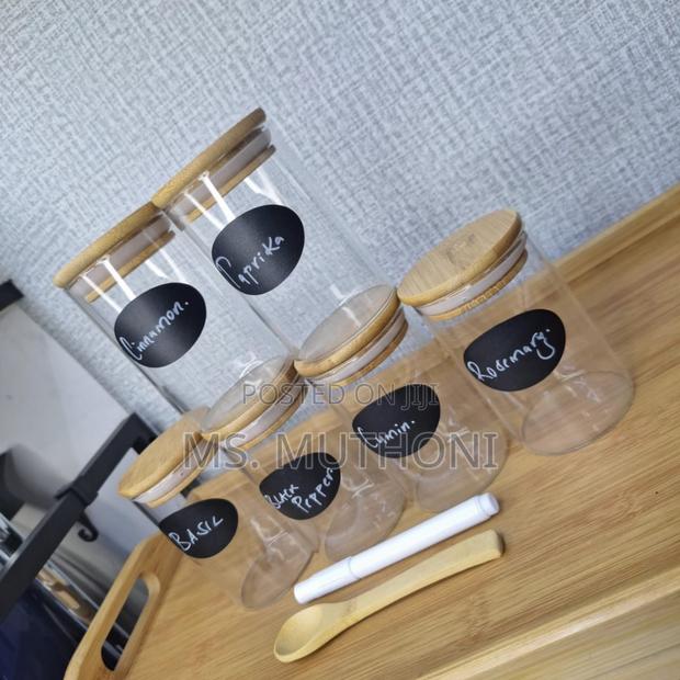 6-Pack Round Glass Jars With Bamboo Lid and Spoon* - thumbnail 4