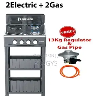 2 Electric Plate and 2 Gas Cooker Free Standing Cooker