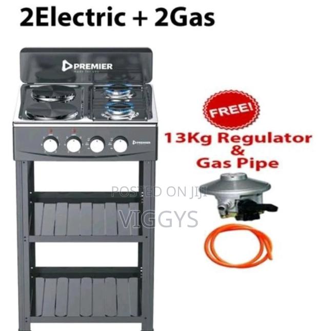 2 Electric Plate and 2 Gas Cooker Free Standing Cooker