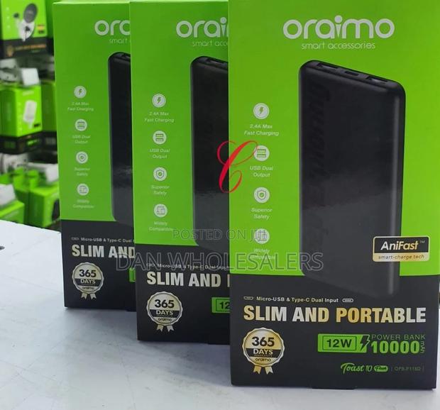Oraimo Toast 10 Flash 10,000mah P118D Power Banks Available
