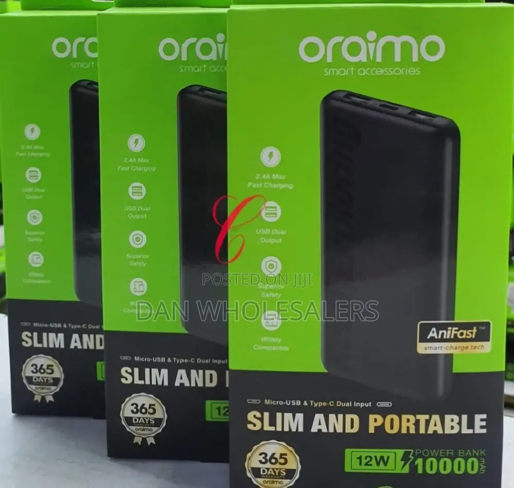 Oraimo Toast 10 Flash 10,000mah P118D Power Banks.