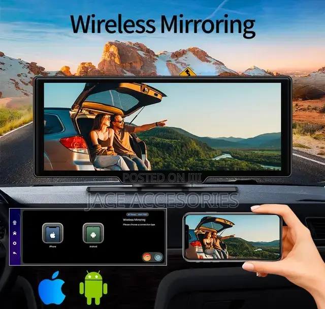 Car Wireless Monitor Blackbox DVR Carplay, Android Auto