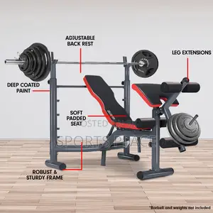 Multifunctional Bench With Preacher Curl and Leg Extensions