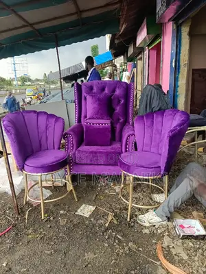 Pedicure Seat, Puff and 2 Manicure Seats Purple 