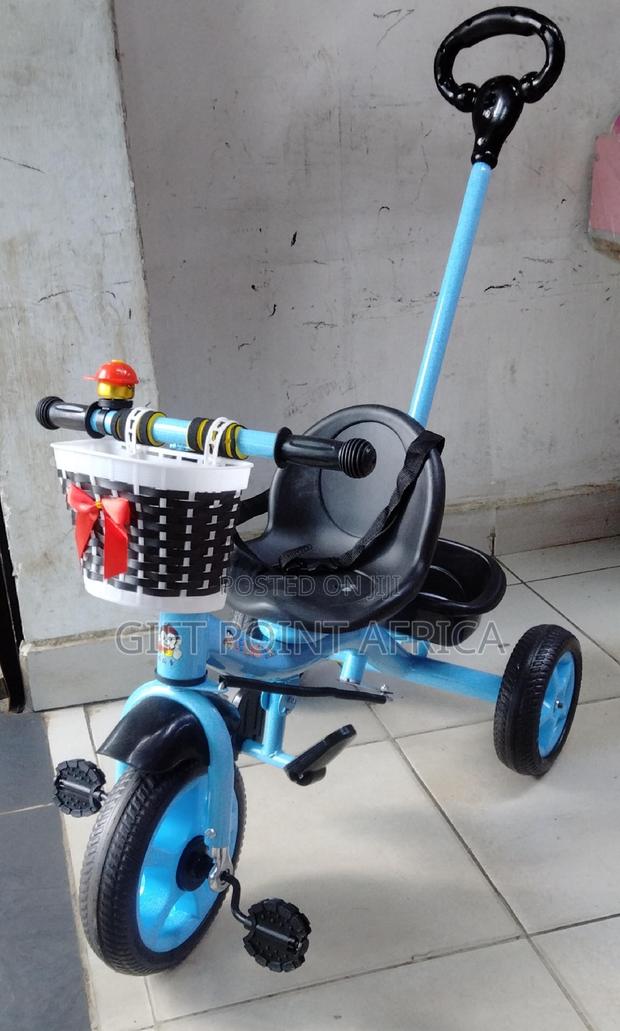 Blue Push Handle Kids Triacycle - main view