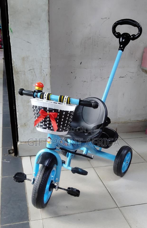 Blue Push Handle Kids Tricycle - thumbnail 2