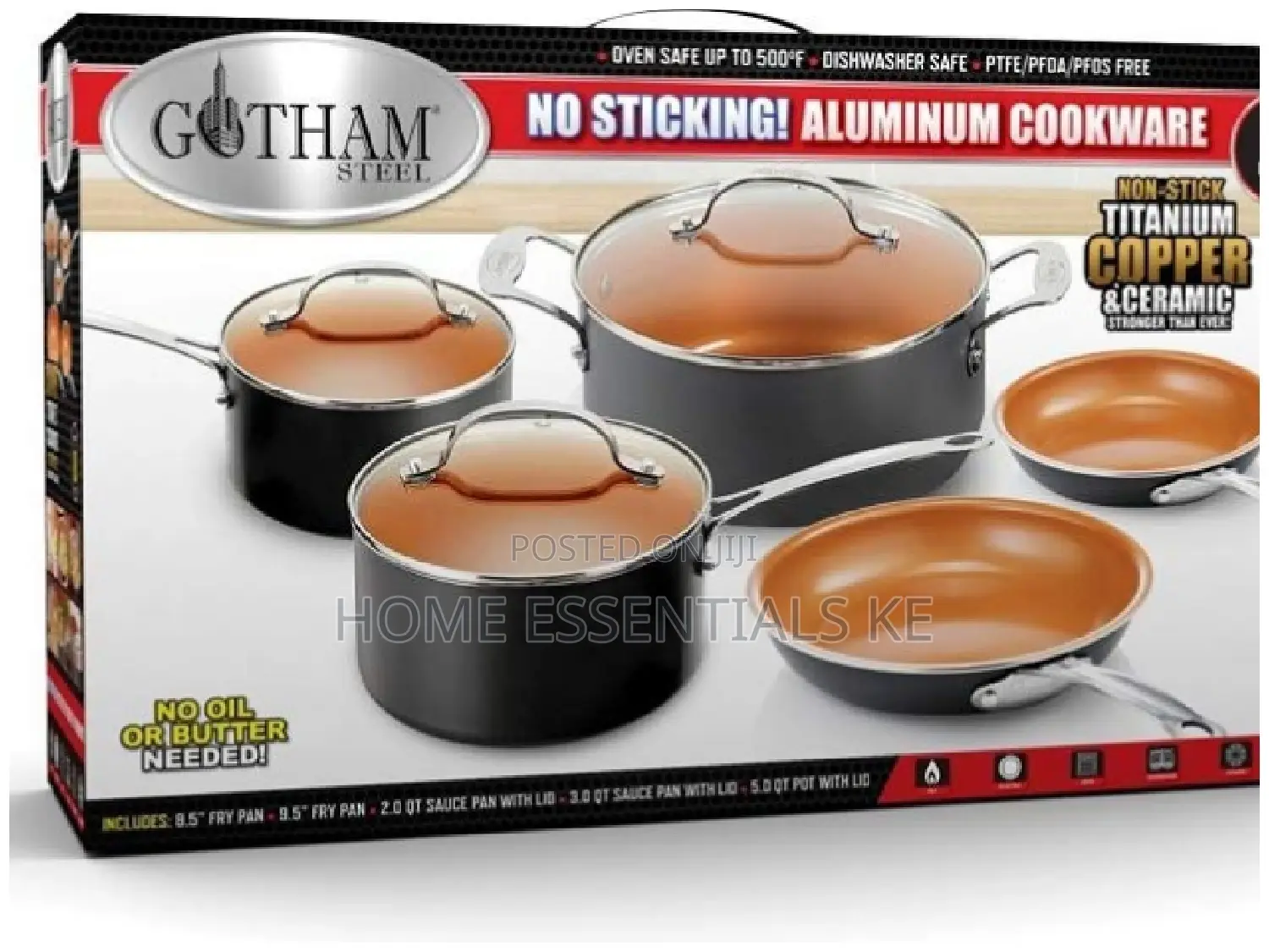 8pcs Gotham Copper Coated Cookware
