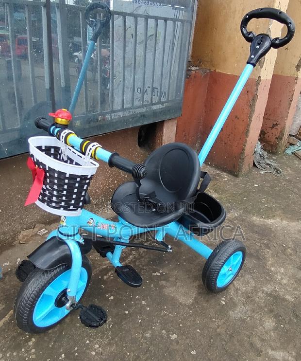 Push Handle Kids Triacycle Blue in Color - thumbnail 2