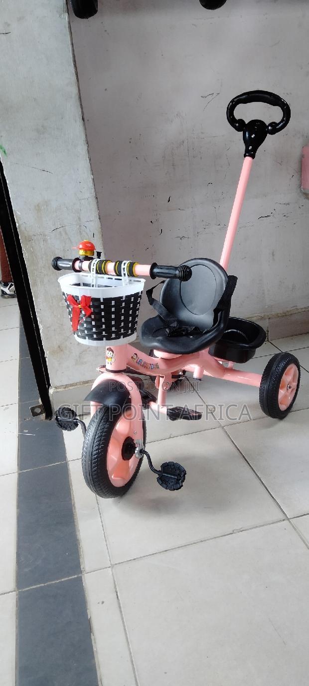 Pink Push Handle Kids Three Wheels Tricycle - thumbnail 3