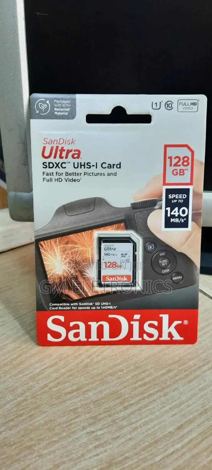128gb Sandisk Memory Card for Camera( 140mb/S Reading Speed)