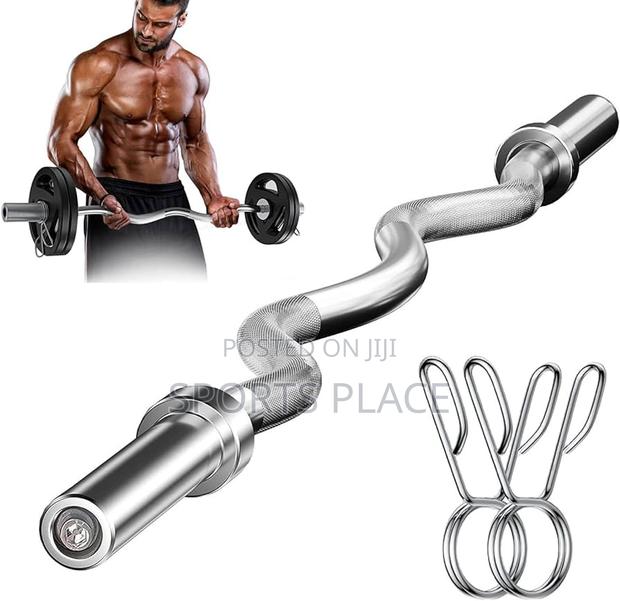 Olympic EZ Curl Barbell - With Bar Spinlocks