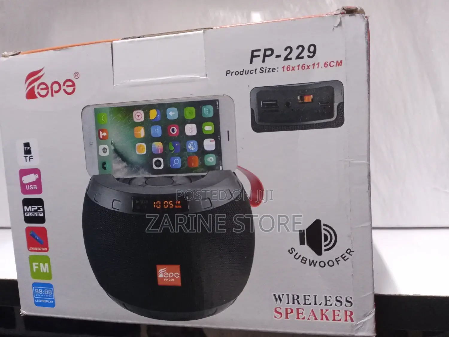 Portable Wireless Speaker, Subwoofer Size 16×16×11.6cm