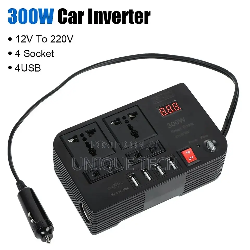 Power Car Inverter With 4 USB 4 Socket- DC 12V to 220V