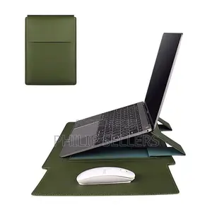 Laptop Sleeve With Stand and Mouse Pad 14.1-15.4 Inch Leathe