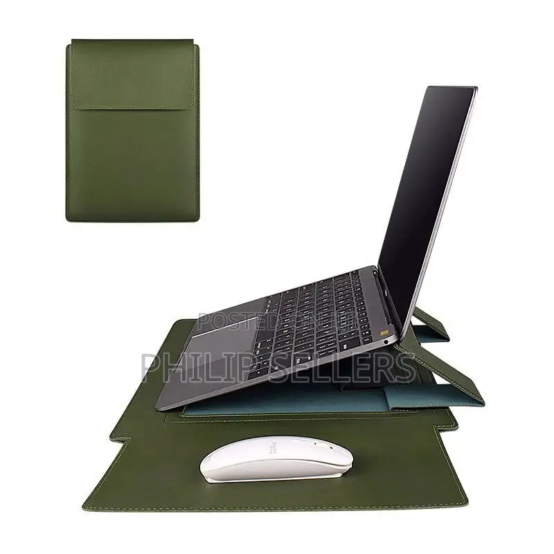 Laptop Sleeve With Stand and Mouse Pad 14.1-15.4 Inch Leathe