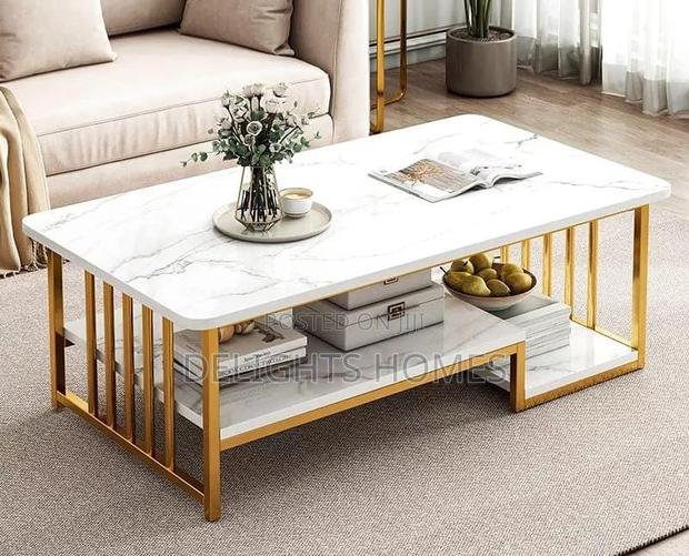 Industrial Marble Wooden Coffee Table