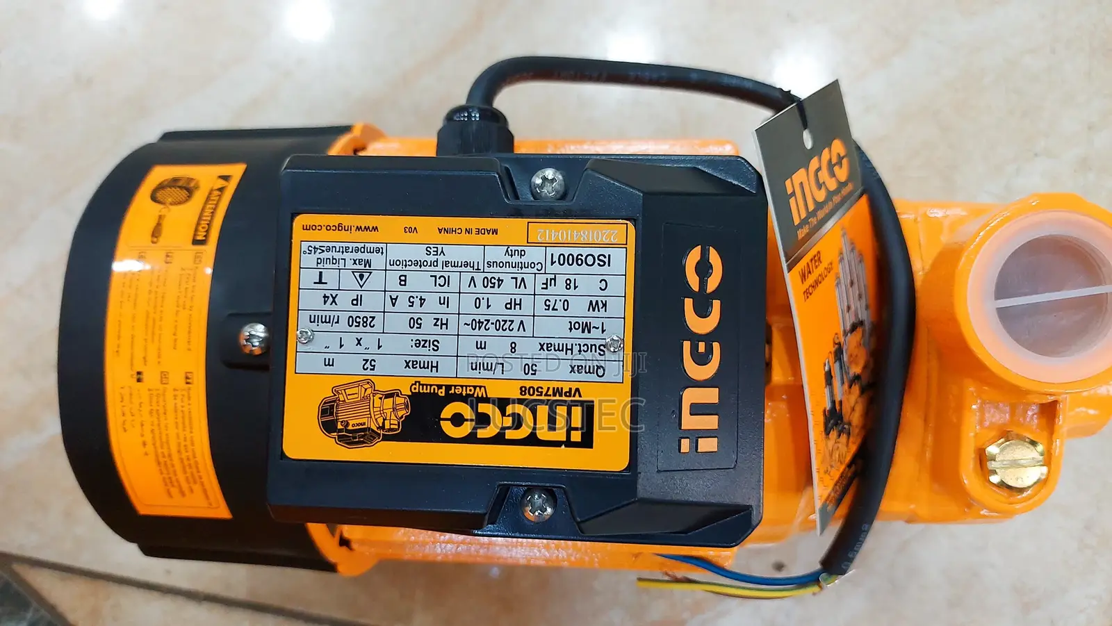 Ingco 1hp Booster Pump 750w