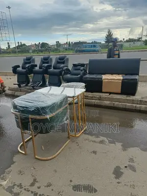 3 Barber Seats, Sink, Waiting Bench and Manicure Set 