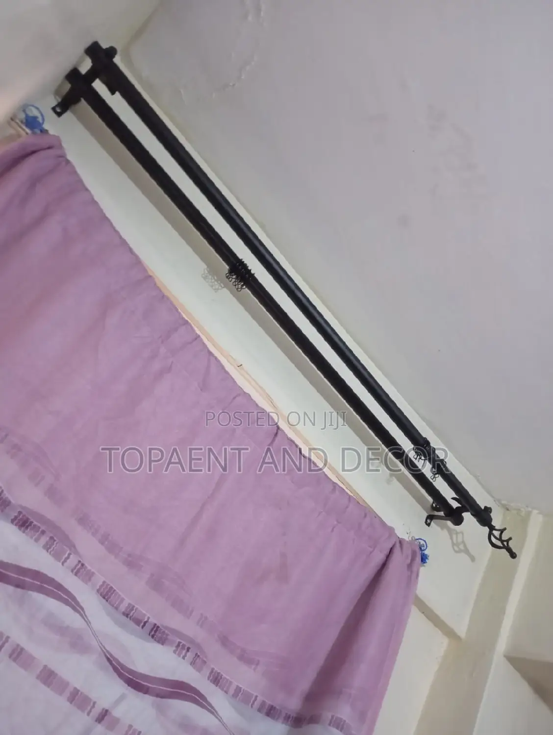 Black Adjustable Window and Doors Curtain Rods Curtain Rods