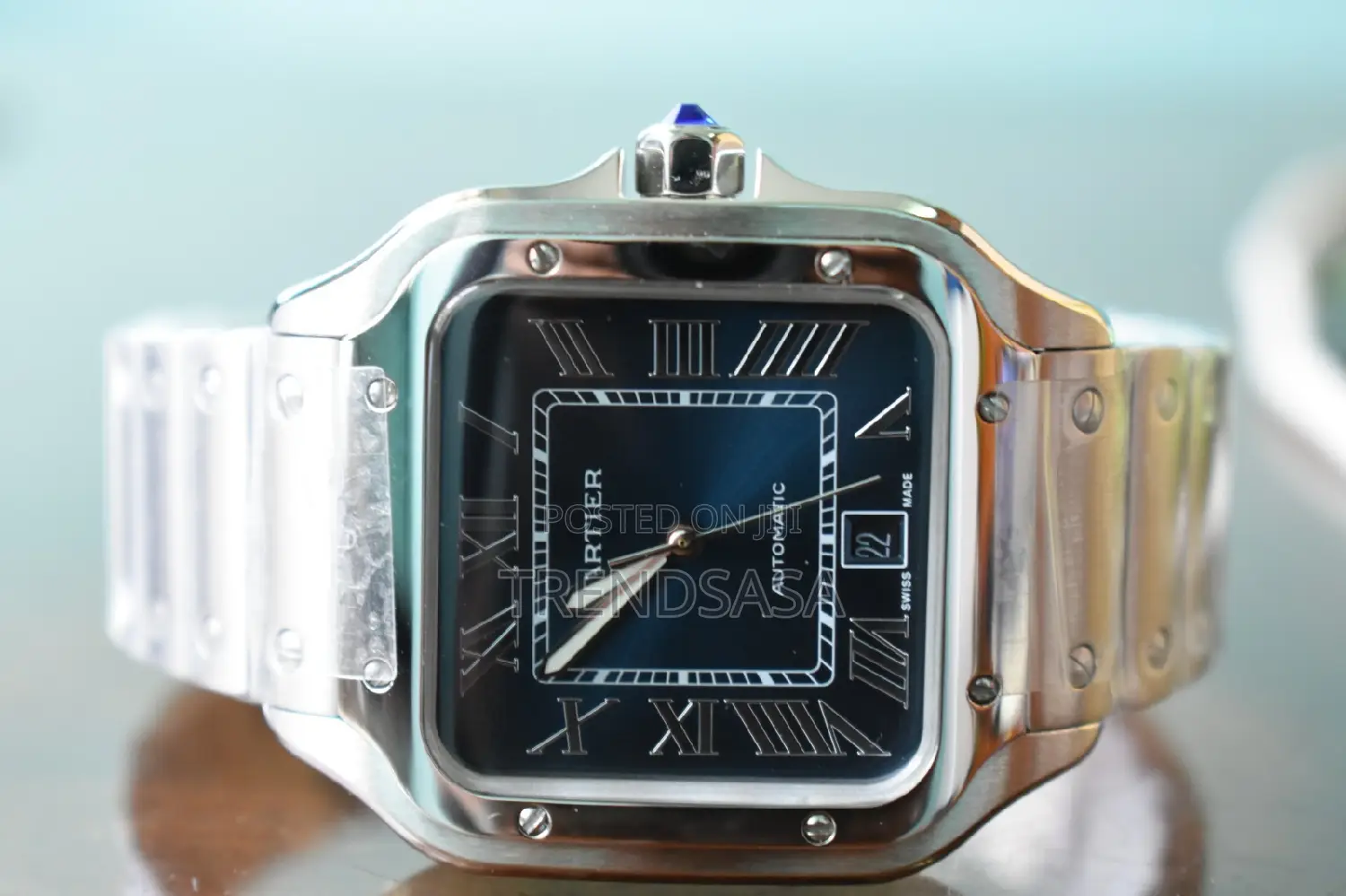 Cartier Santos De Cartier Blue Dial Stainless Steel