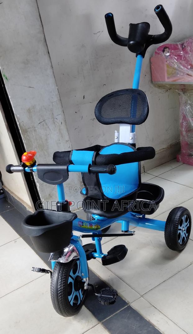 Blue Push Handle Kids Triacycle - main view