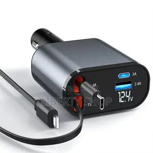 Retractable Super Fast 4 in 1 Car Charger
