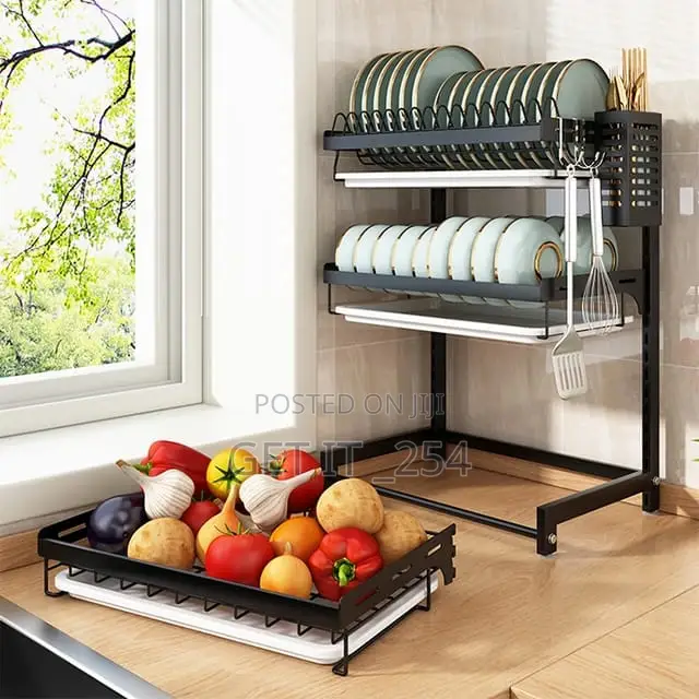 3layer Height Adjustable High Quality Dishrack With Drain Tr