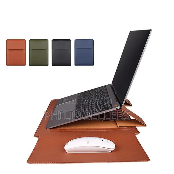 Pu Leather Case Macbook Air Pro Laptop Sleeve Bag Stand - thumbnail 2