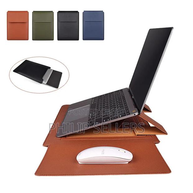 Pu Leather Case Macbook Air Pro Laptop Sleeve Bag Stand - thumbnail 6