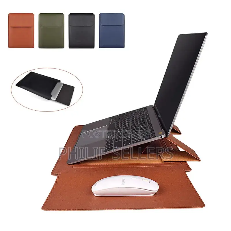 Pu Leather Case Macbook Air Pro Laptop Sleeve Bag Stand