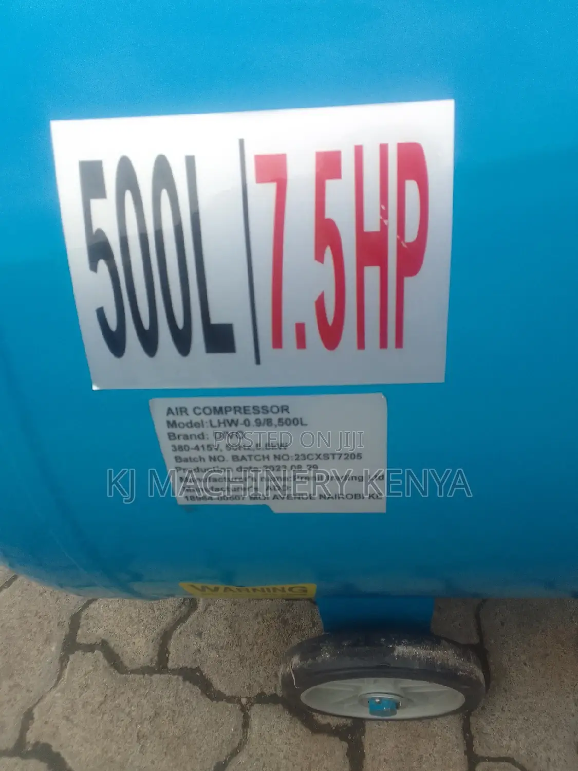 Air Compressor 500l With 7.5hp Electric Motor.