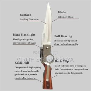 Foldable Tactical Pen Knife With LED Torch - thumbnail 2