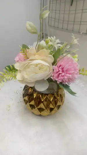 Centre Piece Bonsai Potted Plant Gold Vase
