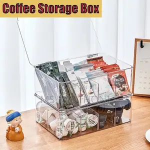 Acrylic Tea Bag Organizer With Cover Compartment Divider Bo