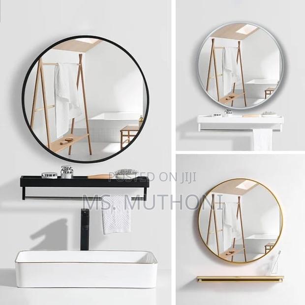 80 Cm Contemporary Round Mirror for Bathroom Vanity, Entrywa - thumbnail 2