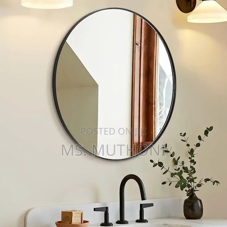 80 Cm Contemporary Round Mirror for Bathroom Vanity, Entrywa