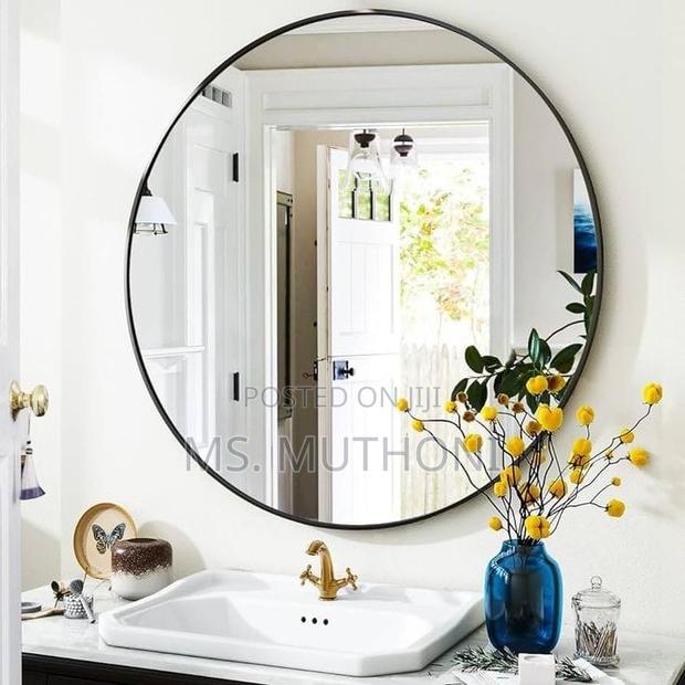 80 Cm Contemporary Round Mirror for Bathroom Vanity, Entrywa - thumbnail 3