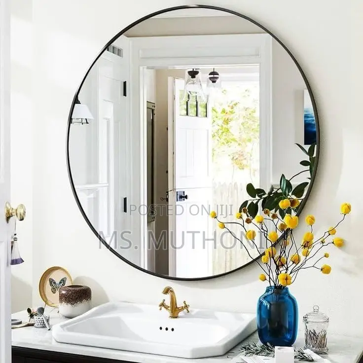 80 Cm Contemporary Round Mirror for Bathroom Vanity, Entrywa