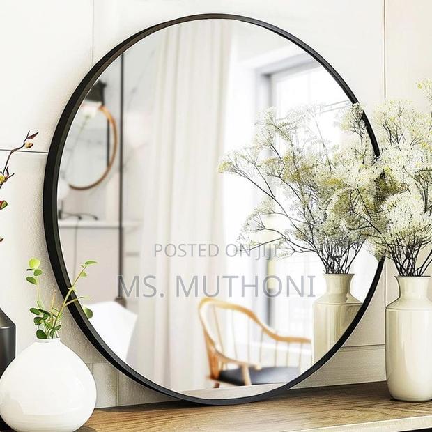 80 Cm Contemporary Round Mirror for Bathroom Vanity, Entrywa - thumbnail 4