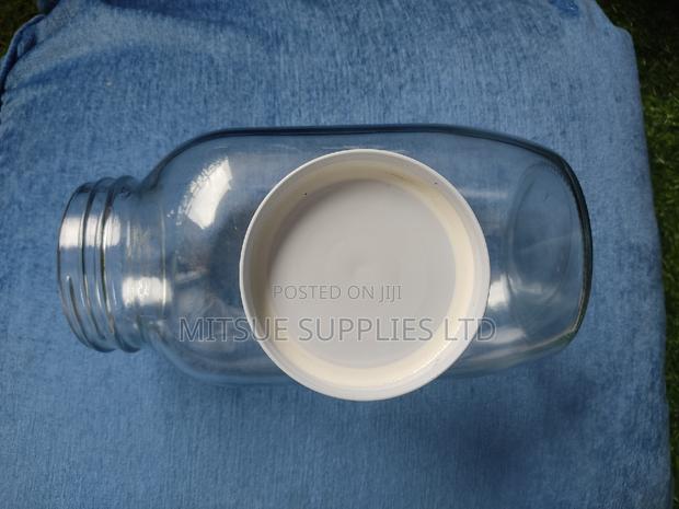 Set of 3 Clear Rectangular Glass 2000ml Jars 82mm Gold Lid