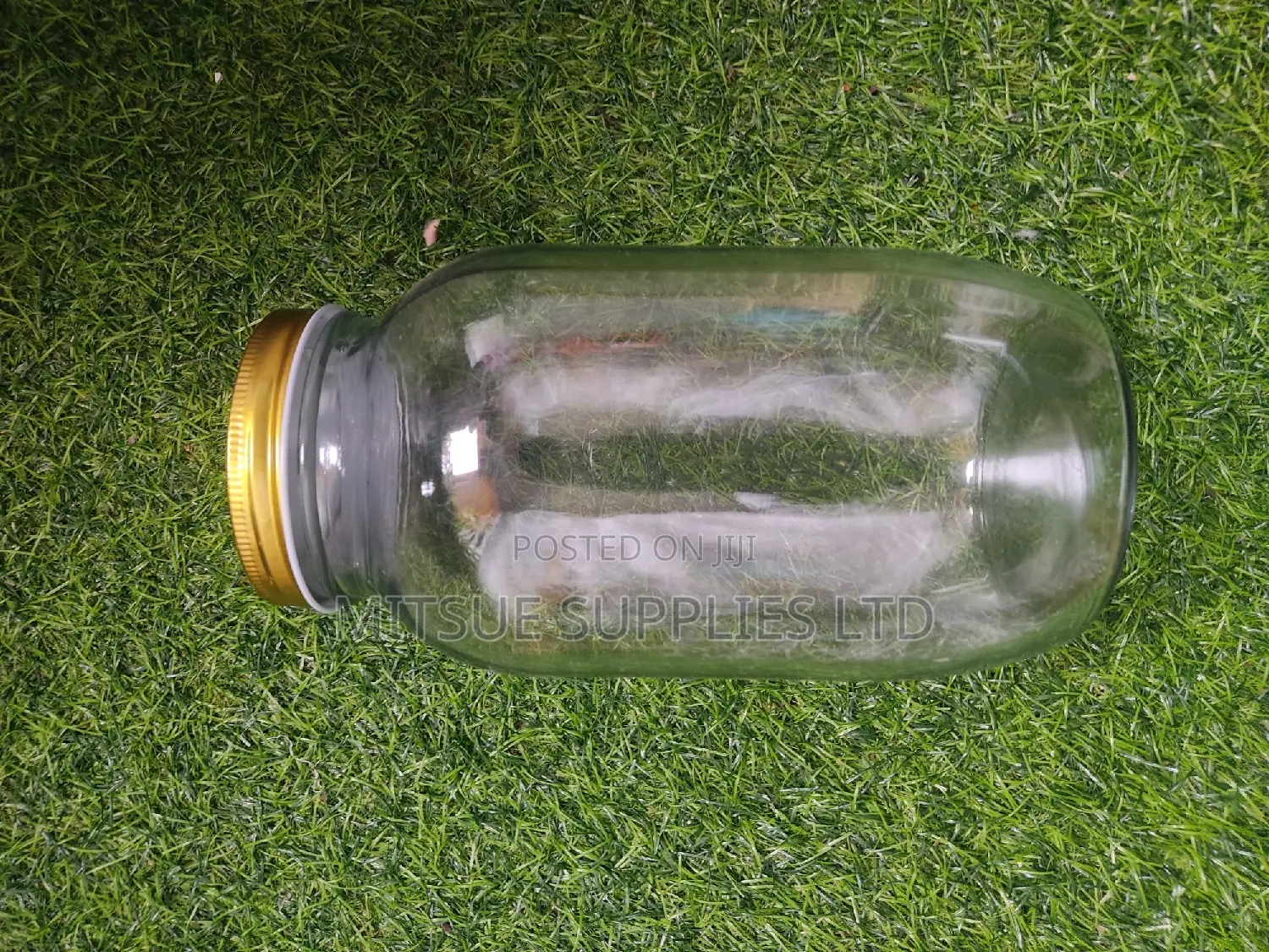 Set of 6 Rectangular Clear Mason Jars 2000ml With Gold Lids