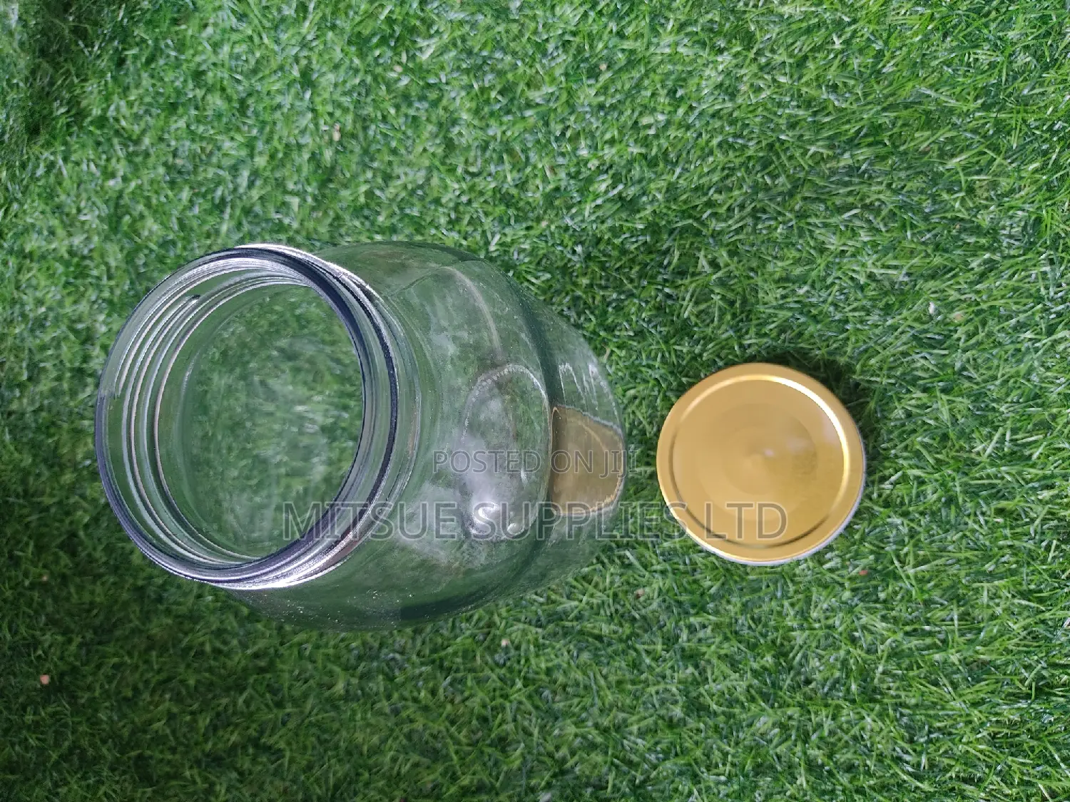 Set of 6 Rectangular Clear Mason Jars 2000ml With Gold Lids