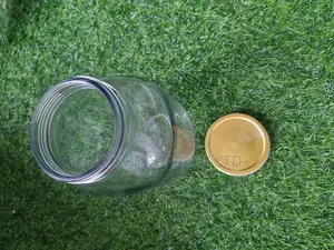 Set of 6 Rectangular Clear Mason Jars 2000ml With Gold Lids