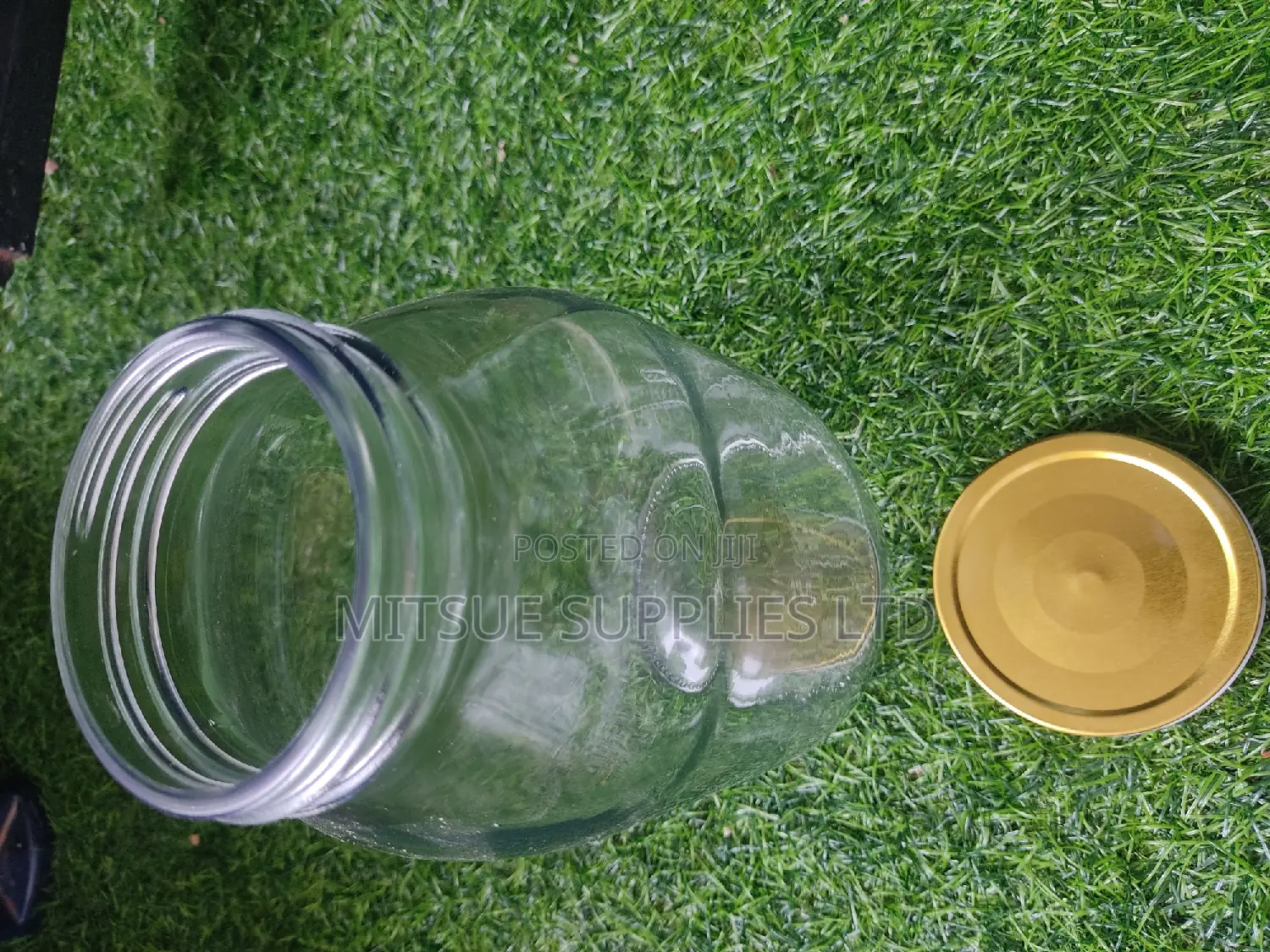 Set of 6 Rectangular Clear Mason Jars 2000ml With Gold Lids