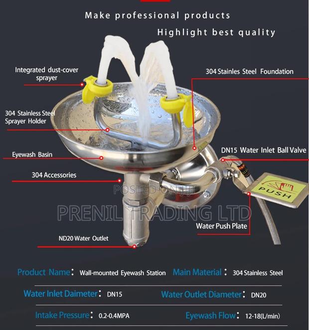 Wall Mounted Eyewash Stainless Steel - main view