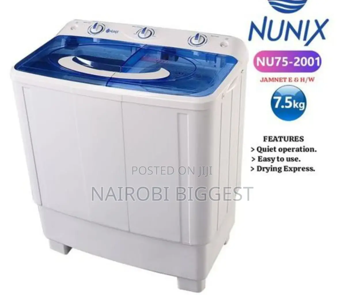 *Nunix Classic 7.5kgs Twin Tub Washing Machine
