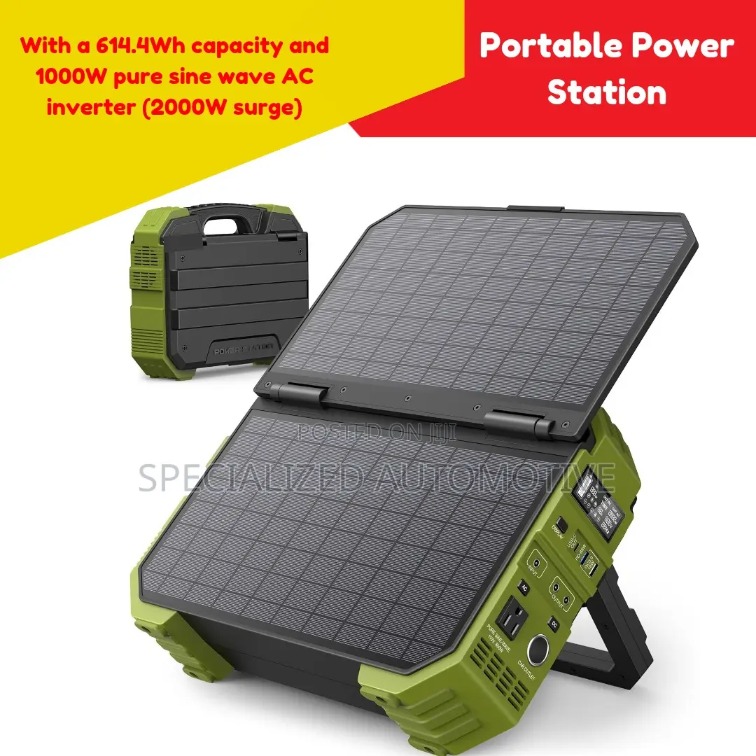 DC and AC Portable Power Station With Built-in Solar Panel
