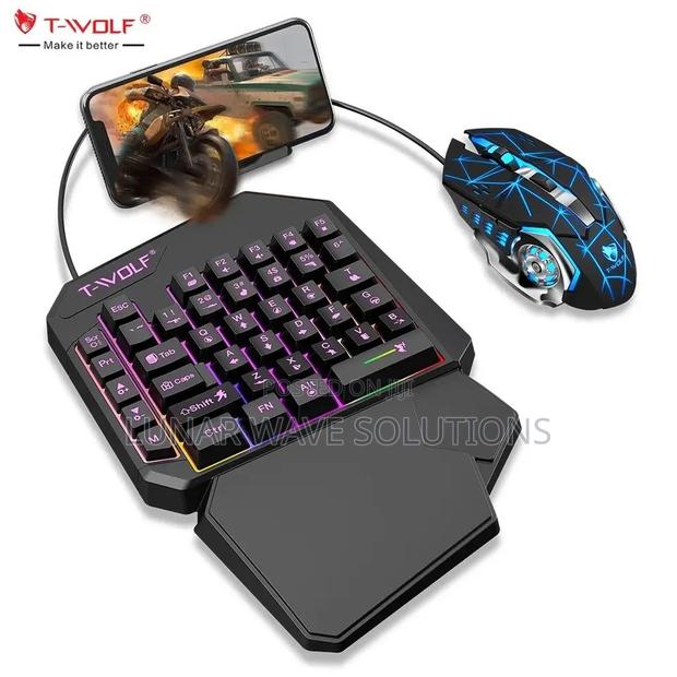 One Hand Gaming Keyboard and Mouse. Backlit Ergonomic - main view