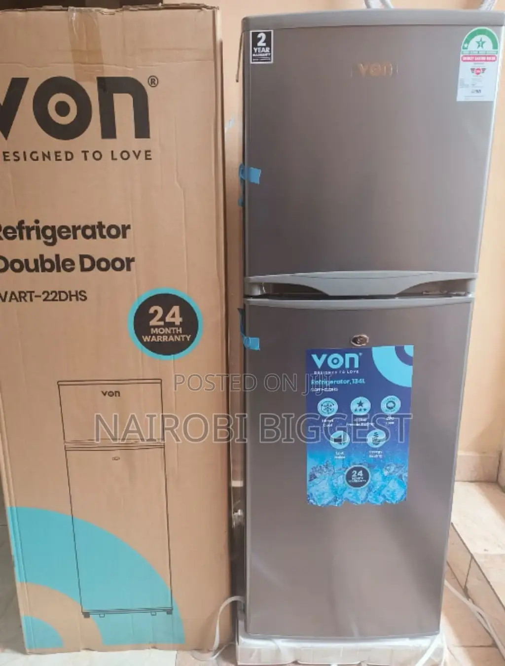 Von 138 Litres Double Door Refrigerator